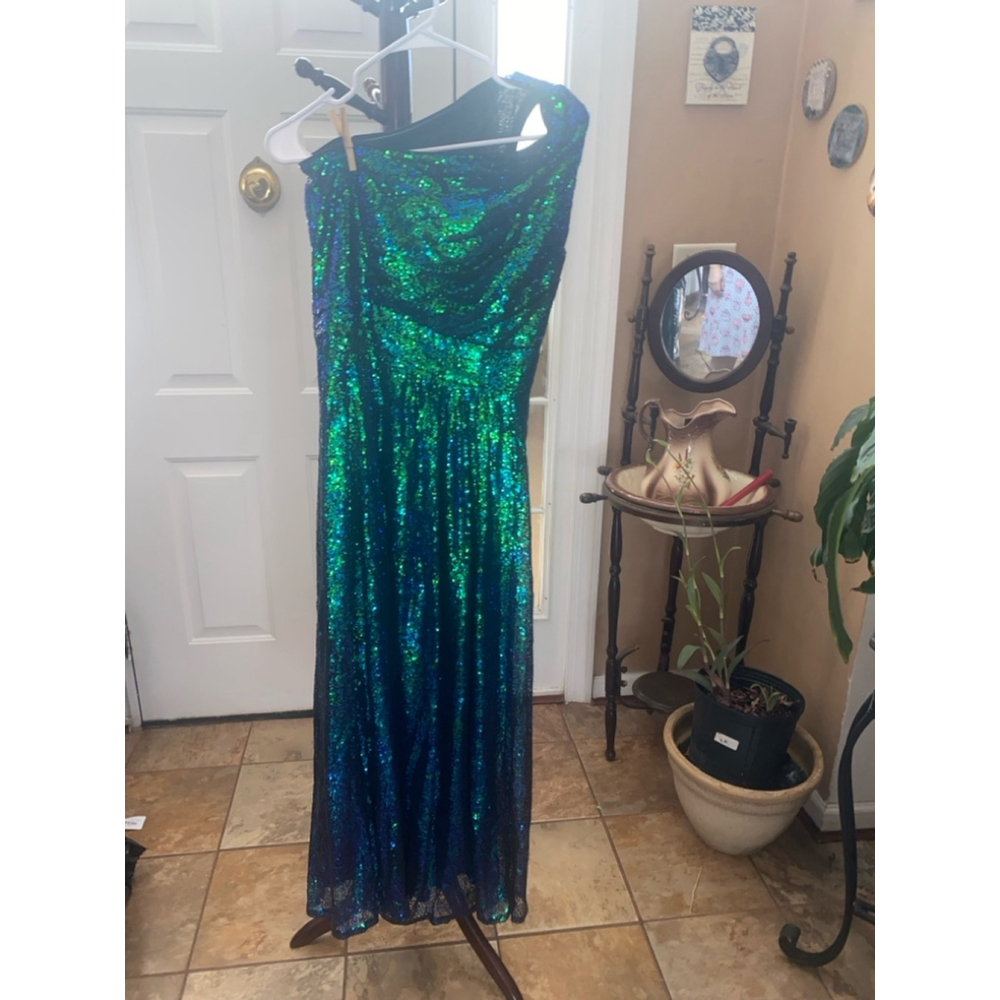 Women's Kate Kasin Sequin Gown Size 6 Green Blue
